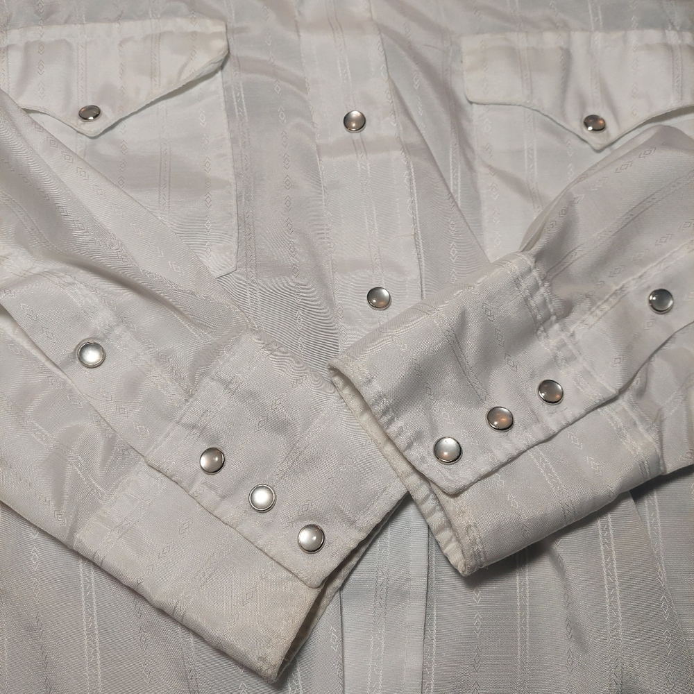 Panhandle Slim White Casual Button Down Shirt Vintage 70s Western Pearl Snap XL - Picture 7 of 7